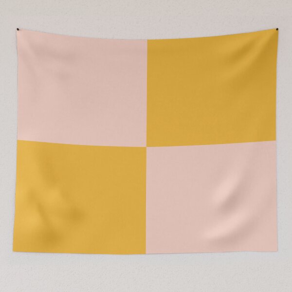 Item preview, Big Check Marigold Mustard Orange and Pale Blush Pink Checked Pattern designed and sold by kierkegaard.