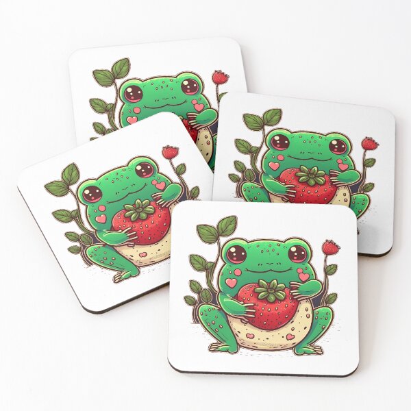 Item preview, Sweet Frog Holding a Strawberry designed and sold by Wallapana.