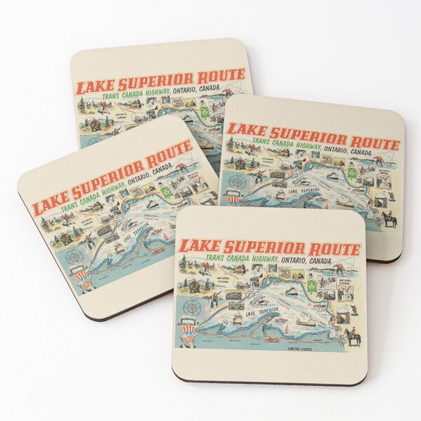 Item preview, Vintage Pictorial Map - Lake Superior Route - Trans Canada Highway, Ontario Canada designed and sold by Gin  Neko.
