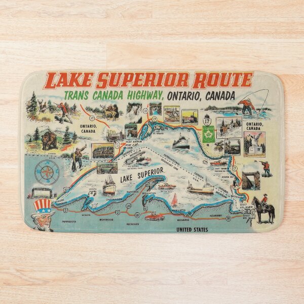Item preview, Vintage Pictorial Map - Lake Superior Route - Trans Canada Highway, Ontario Canada designed and sold by Gin  Neko.