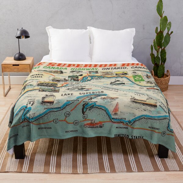 Item preview, Vintage Pictorial Map - Lake Superior Route - Trans Canada Highway, Ontario Canada designed and sold by Gin Neko.