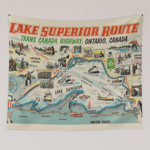 Item preview, Vintage Pictorial Map - Lake Superior Route - Trans Canada Highway, Ontario Canada designed and sold by Gin  Neko.