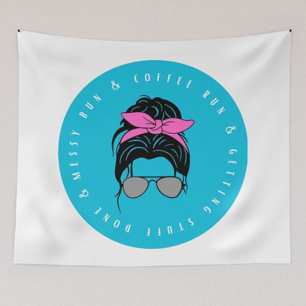 Item preview, Messy bun, coffee run, and getting stuff done - blue bun designed and sold by jechaiyells.