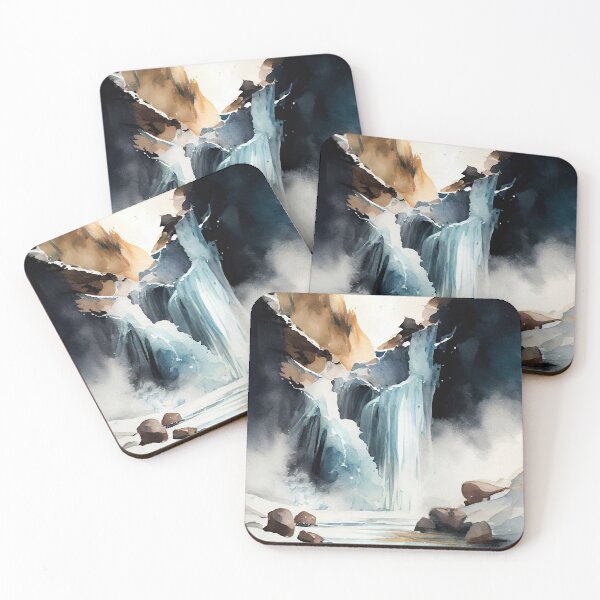 Item preview, Aqua Serenity: Watercolor Waterfall designed and sold by Paintings By Simon .
