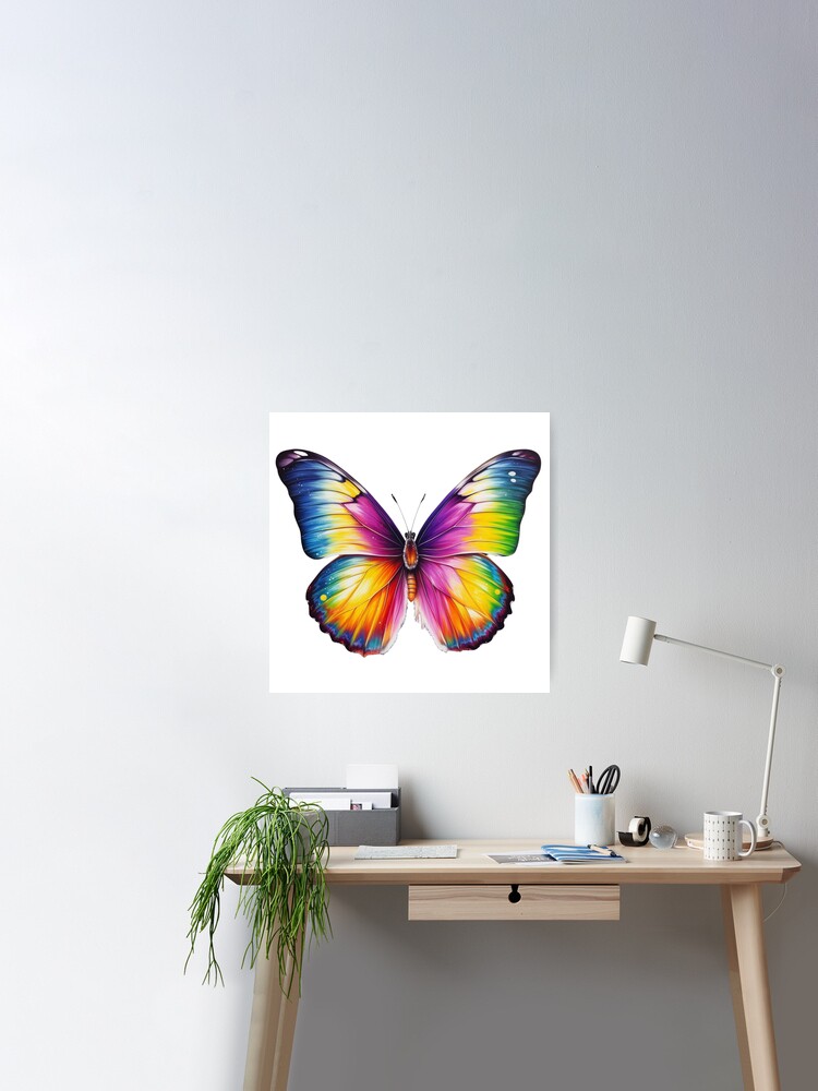 Glowing Rainbow Butterfly Poster by AvivionShop