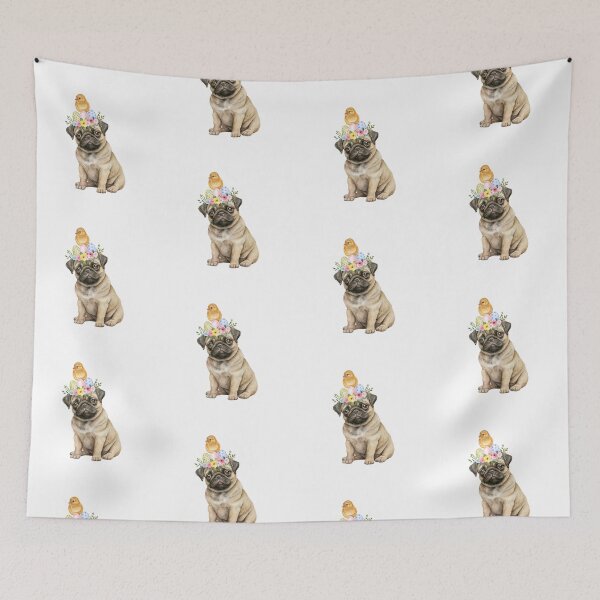 Item preview, Sweet baby pug dog easter wreath and chicken  designed and sold by Gapanaart.