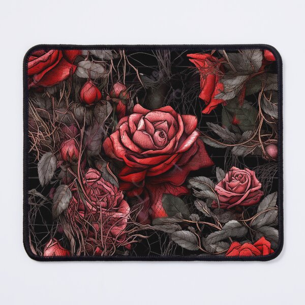 Item preview, Blooming Glamour collection, Red roses with twisted vines and spiderwebs designed and sold by KERaney.