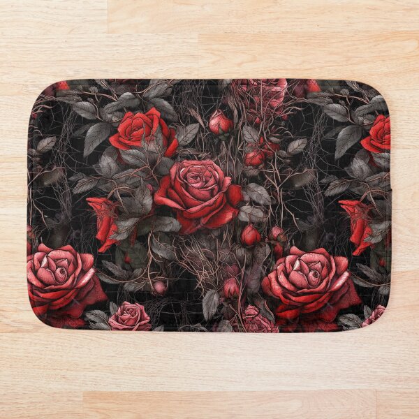 Aperçu de l'œuvre Collection Blooming Glamour, Roses rouges avec vignes torsadées et toiles d'araignées créée et vendue par KERaney.