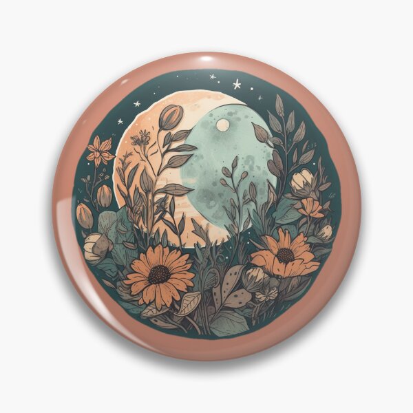 Item preview, full moon and flowers designed and sold by ArtByLuminance.