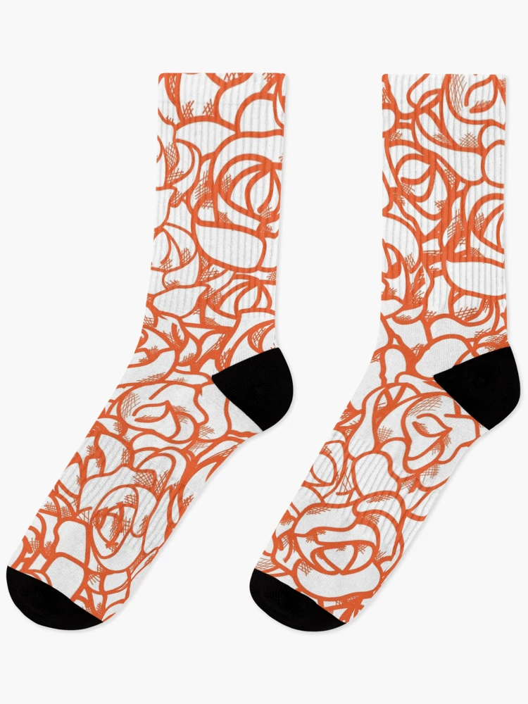 Thumbnail 1 of 5, Socks, Orange Roses Pattern designed and sold by Cameron Cronick.
