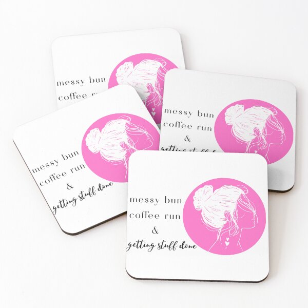 Item preview, Messy bun, coffee run, and getting stuff done - profile pink designed and sold by jechaiyells.
