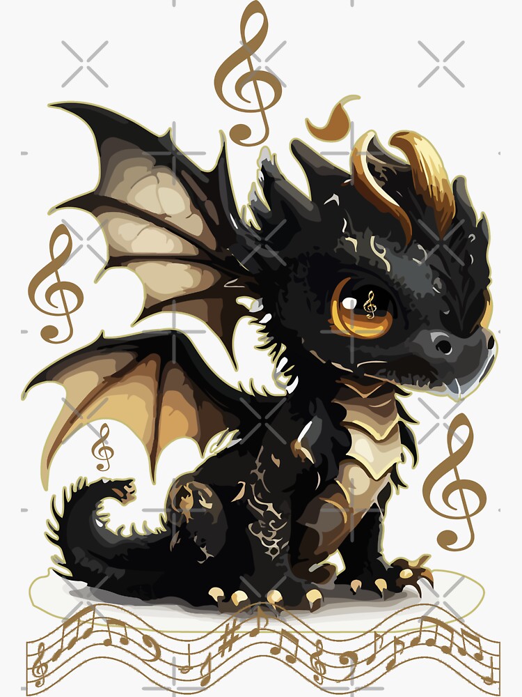 Black Dragon Chibi Kiss-cut Stickers, Fantasy Stickers for