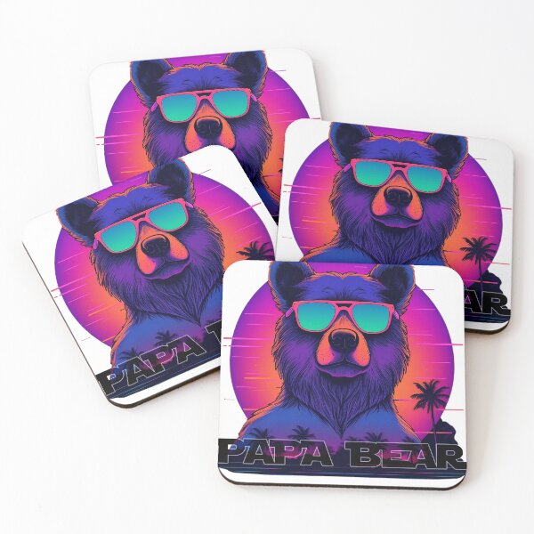 Item preview, Papa Bear l Synthwave bear l awesome T shirt design designed and sold by Artsynator.