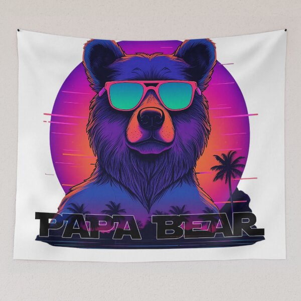 Item preview, Papa Bear l Synthwave bear l awesome T shirt design designed and sold by Artsynator.