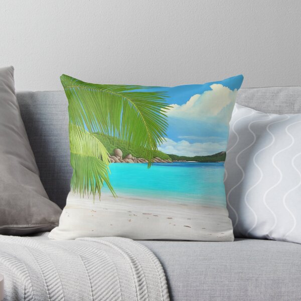 Beach and Palm Tree - Exotic Escape Throw Pillow