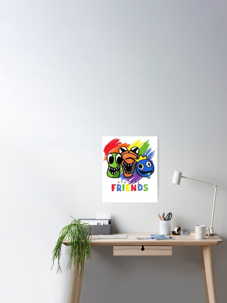 Green, orange and Blue rainbow friends characters  Poster for