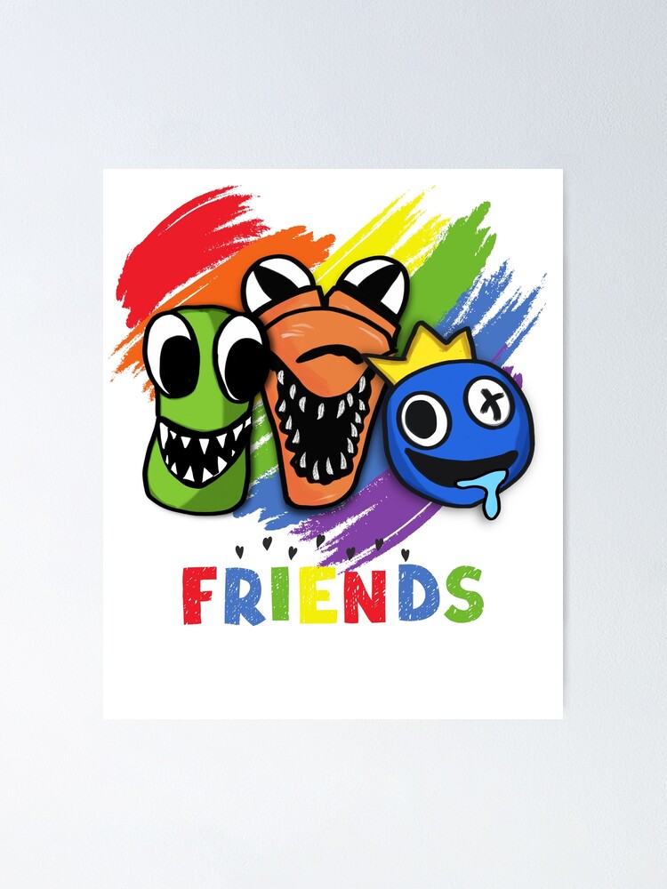 Green, orange and Blue rainbow friends characters  Poster for Sale by  ismailalrawi