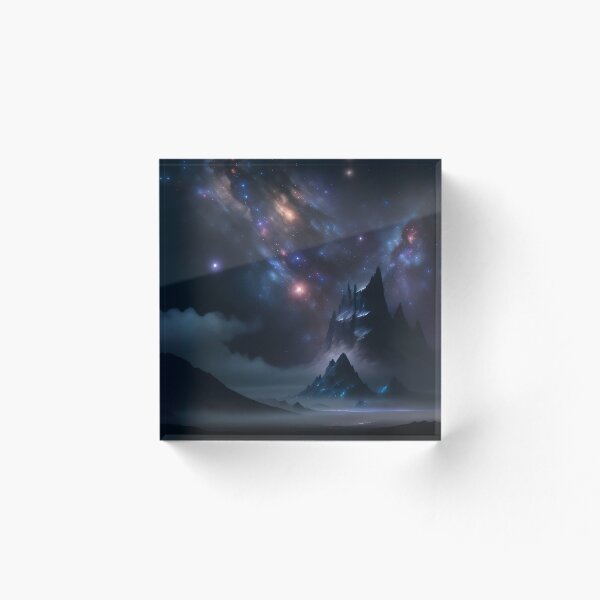 Item preview, galaxy stars in a nebula with galaxies inside it with mars mountains designed and sold by PosterPalace.