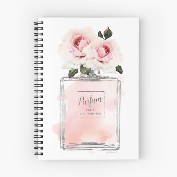 Item preview, Perfume bottle with pink roses, watercolor Pink and Silver designed and sold by AmandaGreenwood.