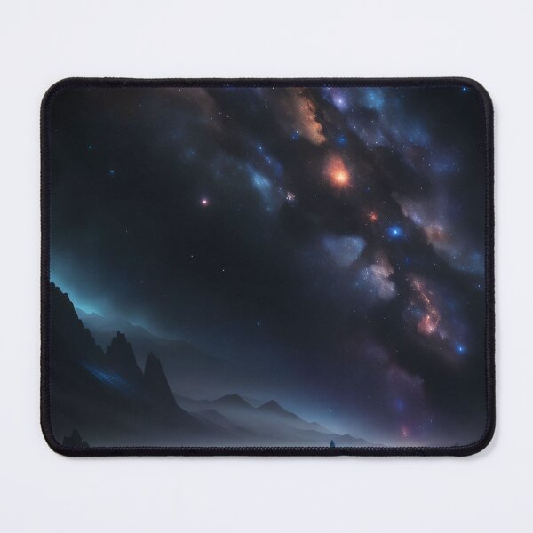 Aperçu de l'œuvre galaxie étoiles dans une nébuleuse avec des galaxies à l'intérieur avec des montagnes créée et vendue par PosterPalace.