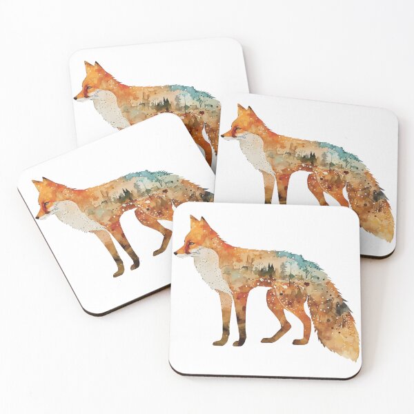 Item preview, A Fox Overlaid with Bohemian Forest Scene in Watercolor - Boho Animals designed and sold by GVRDesign.