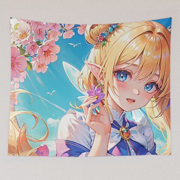 Item preview, Cute Anime Fairy Elf Girl Holding Flower designed and sold by ViridianSonder.