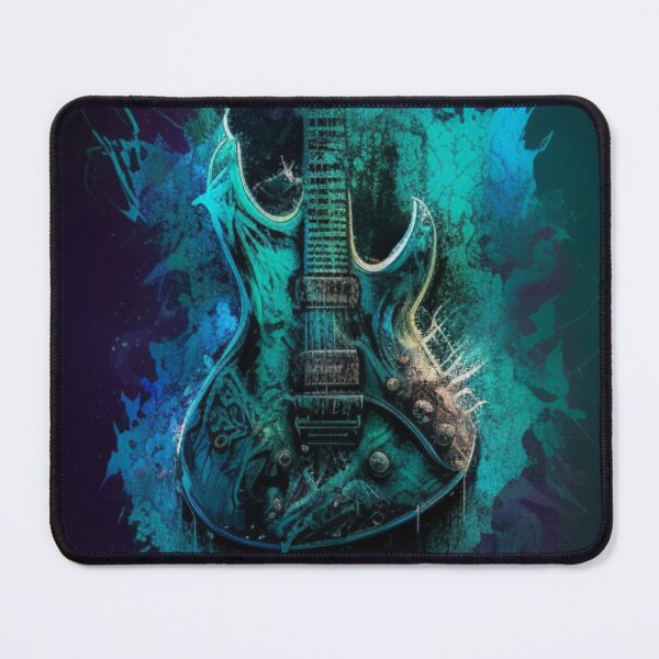 Item preview, Dynamic Harmony: A blue and green electric guitar painted with passion designed and sold by Nickyvb.