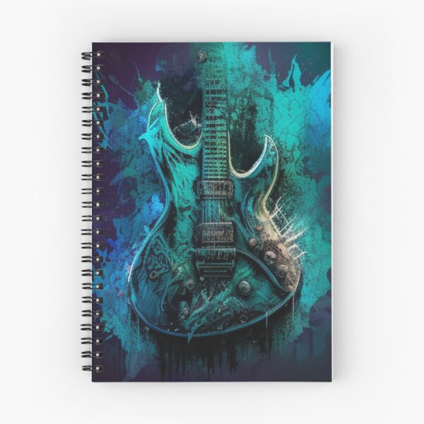 Item preview, Dynamic Harmony: A blue and green electric guitar painted with passion designed and sold by Nickyvb.