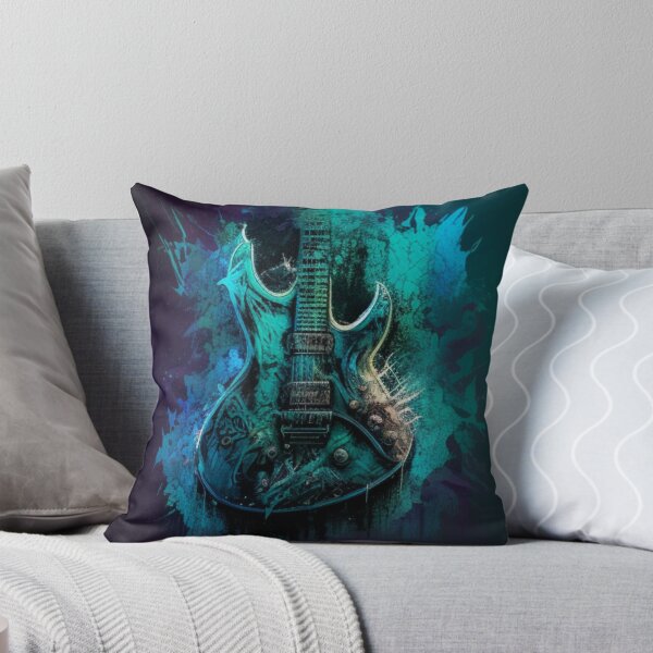 Item preview, Dynamic Harmony: A blue and green electric guitar painted with passion designed and sold by Nickyvb.