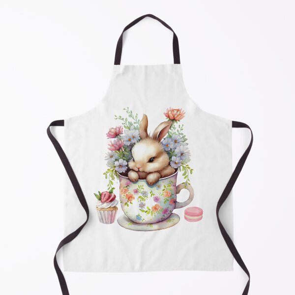 Item preview, Watercolor Bunny in Floral Cup and Cupcake designed and sold by silviaol.