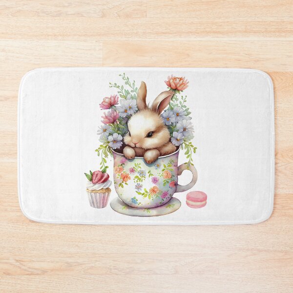 Item preview, Watercolor Bunny in Floral Cup and Cupcake designed and sold by silviaol.