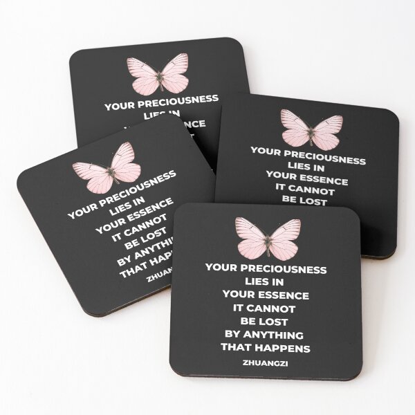 Item preview, “Your Preciousness…Happens” Zhuangzi Quote Black and White Typography Pink Butterfly designed and sold by Quote Gallery.