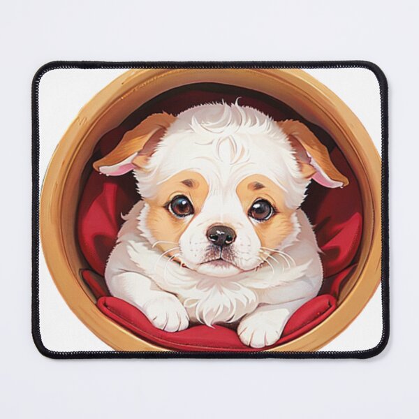 Item preview, Cute Chibi Puppy in a Basket designed and sold by ViridianSonder.