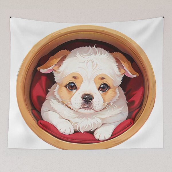 Item preview, Cute Chibi Puppy in a Basket designed and sold by ViridianSonder.