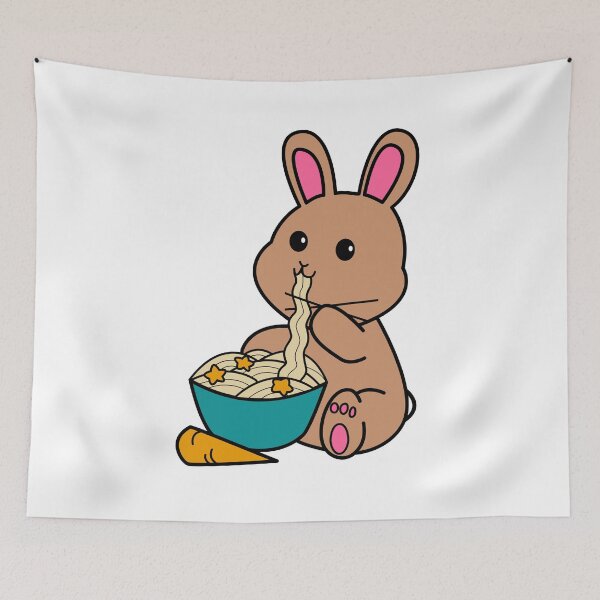 Item preview, Chibi Bunny Eating Ramen 2.0 white designed and sold by Elizabeth's Music & Arts.