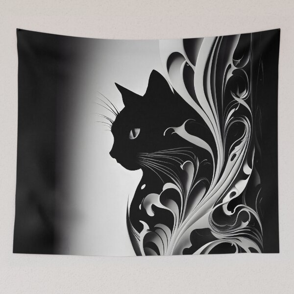 Item preview, Black & White Cat (Abstract)  designed and sold by NarideaDesigns.