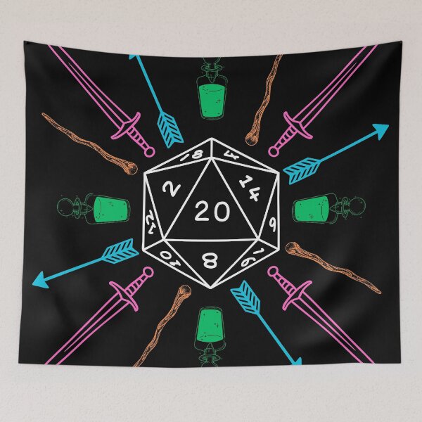 Item preview, D20 & weapons - black blackground  designed and sold by jechaiyells.