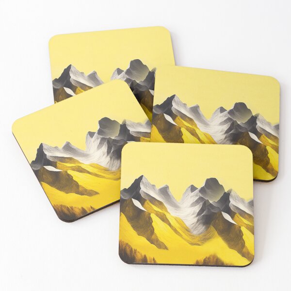 Item preview, Mountain Glow - Vibrant Design of Gray Mountains and Yellow Background designed and sold by Fashion Art Gifts ⭐⭐⭐⭐⭐.