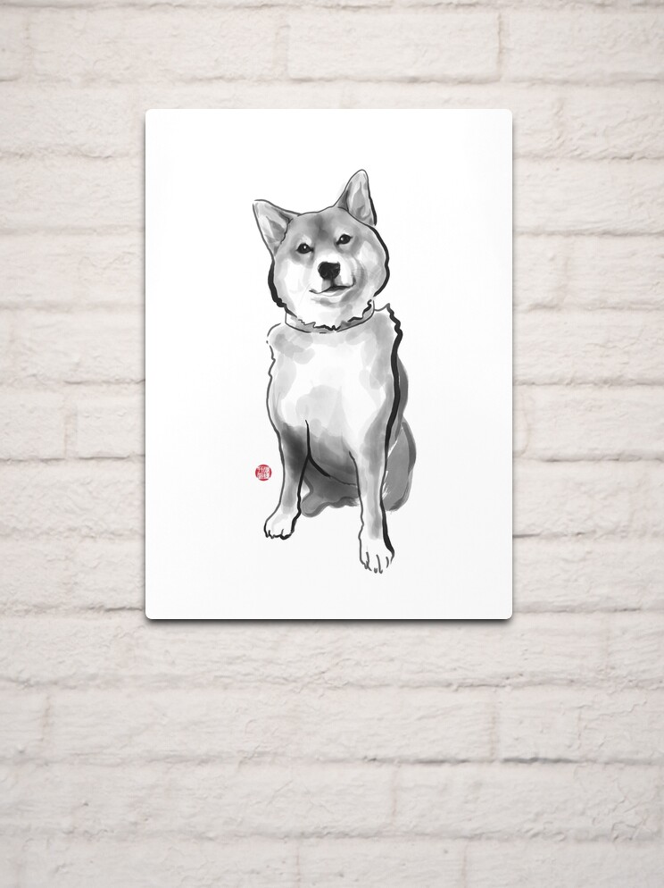 The perfect Shiba Ibu, Japanese Dog Sumi-e Painting Ink Zen Print Drawing  Dog Lover Wall Deco Pet Brush illustration B&W Art Board Print for Sale by  riceandink