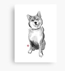 The perfect Shiba Ibu, Japanese Dog Sumi-e Painting Ink Zen Print Drawing Dog Lover Wall Deco Pet Brush illustration B&W Metal Print