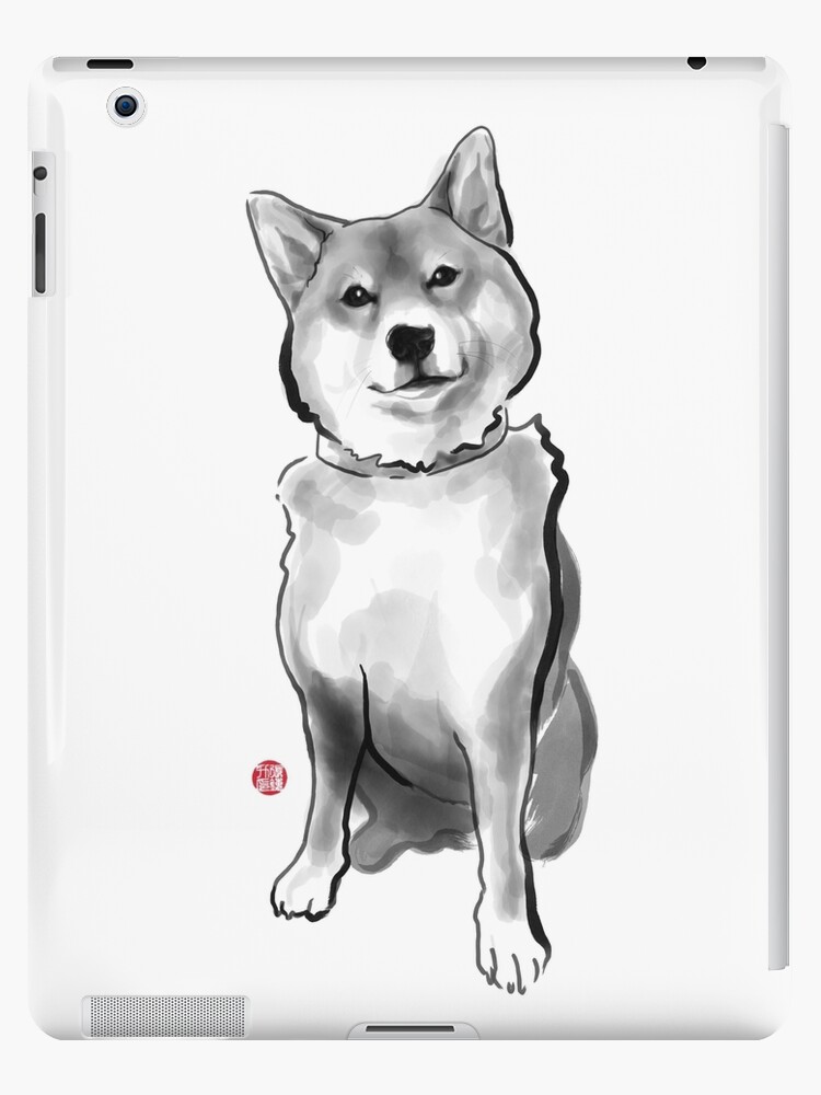 The Perfect Shiba Ibu Japanese Dog Sumi E Painting Ink Zen Print Drawing Dog Lover Wall Deco Pet Brush Illustration Bw Ipad Caseskin By