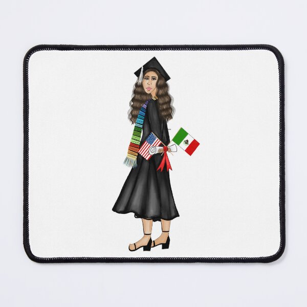 Item preview, Latina Graduate With Serape And Flags And Diploma designed and sold by SMillustrations.