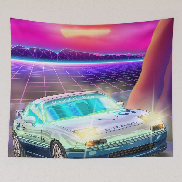 Item preview, Synthwave Sunset Mazda Miata Eunos Roadster  designed and sold by JDM Guyvit.