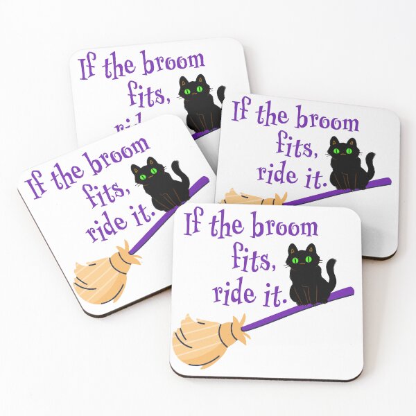 Item preview, if the broom fits ride it Halloween cat on broom  designed and sold by RemieJames.