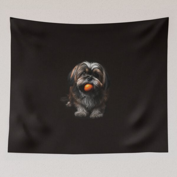 Item preview, The most cute Shih Tzu on the planet holding an orange ball. designed and sold by paulo silveira.