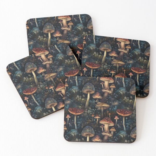Item preview, Whimsical Mushrooms in Dark Forest  designed and sold by EarthyTones.