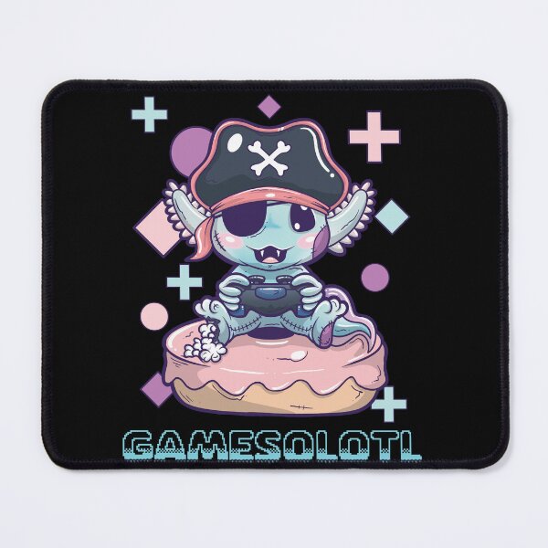 Item preview, Gamesolotl Creepy Pirate Kawaii Axolotl Playing Video Games designed and sold by quepedostudio.