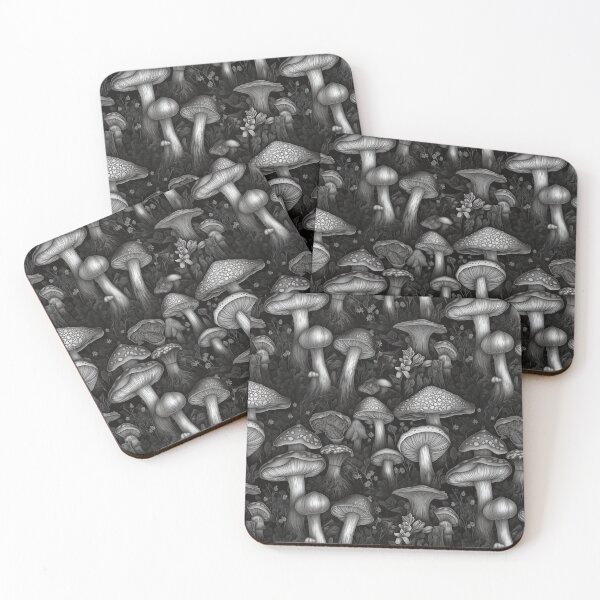 Item preview, Black & White Mushroom Forest designed and sold by EarthyTones.