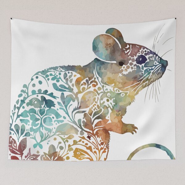 Item preview, A Bohemian Patterned Mouse Watercolor - Boho Animals designed and sold by GVRDesign.
