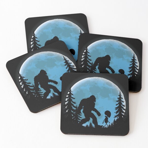 Item preview, Bigfoot & Alien Walking in Woods with Full Blue Moon designed and sold by quepedostudio.